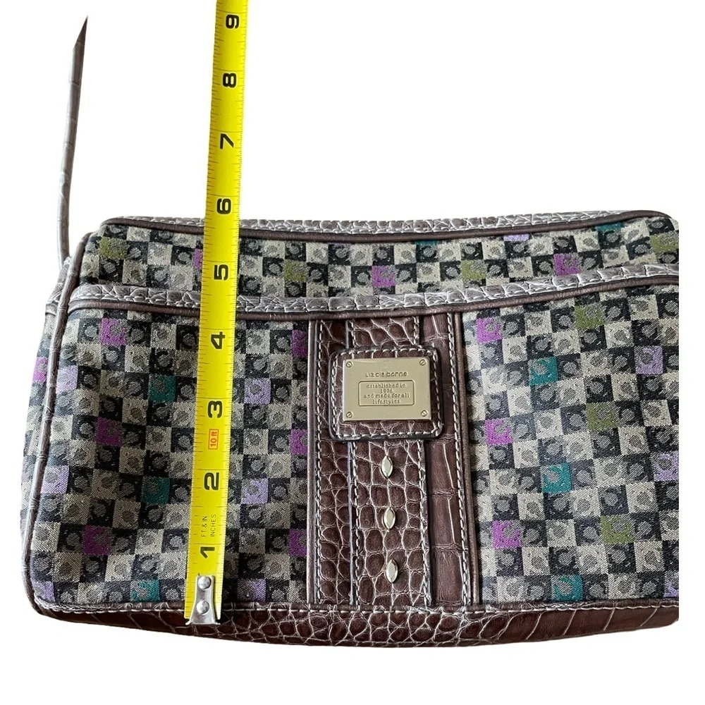Vintage Liz Claiborne Signature Print Multicolor Crossbody Shoulder Purse